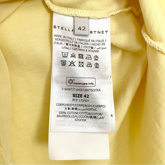 Stella McCartney Hand-Dyed 100% Cotton Women’s Yellow Graphic Fitted Tee Size M - Picture 5 of 8
